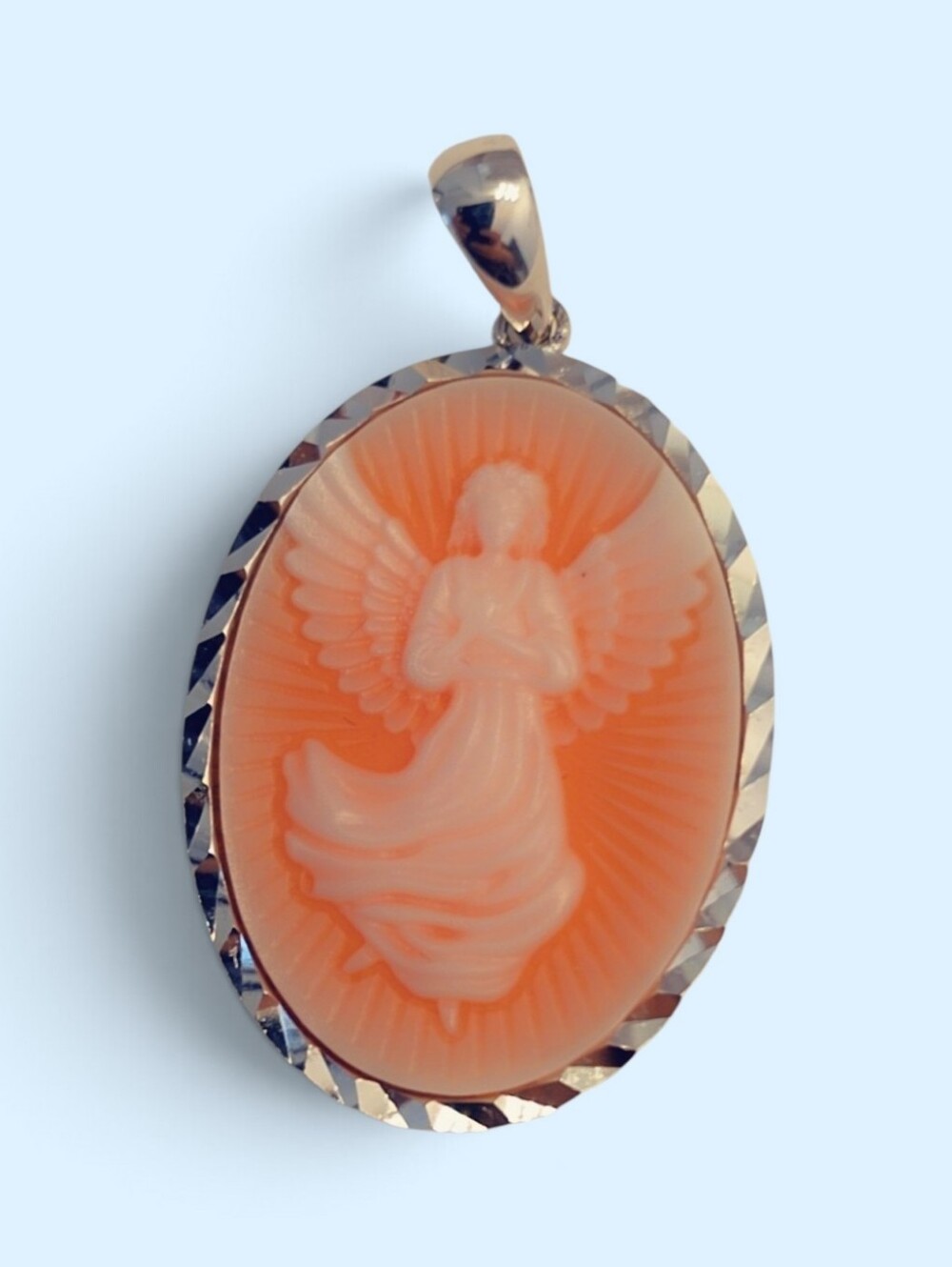 Estate Carved Pendant Sterling Silver 925